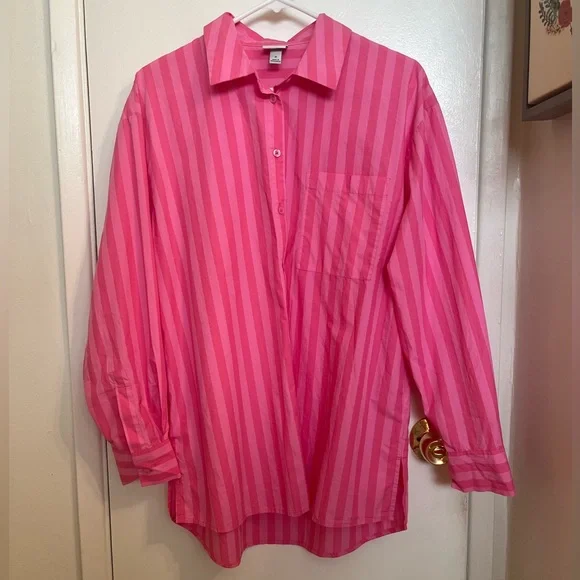 A New Day Vibrant Pink Striped Shirt - Picture 2 of 9